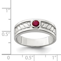 Sterling Silver Rhodium-plated Men's Ruby Ring view 4