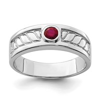 Sterling Silver Rhodium-plated Men's Ruby Ring view 1