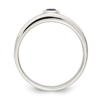 Sterling Silver Rhodium-plated Men's Blue Sapphire Ring view 2