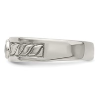 Sterling Silver Rhodium-plated Men's Blue Sapphire Ring view 3