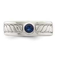 Sterling Silver Rhodium-plated Men's Blue Sapphire Ring view 5
