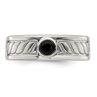 Sterling Silver Rhodium-plated Men's Onyx Ring view 5