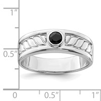 Sterling Silver Rhodium-plated Men's Onyx Ring view 3