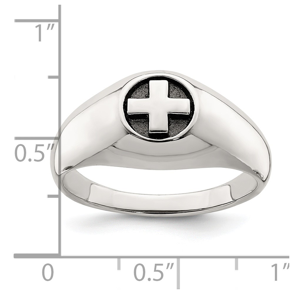 Sterling Silver Antiqued Cross Ring (QR6848-10)