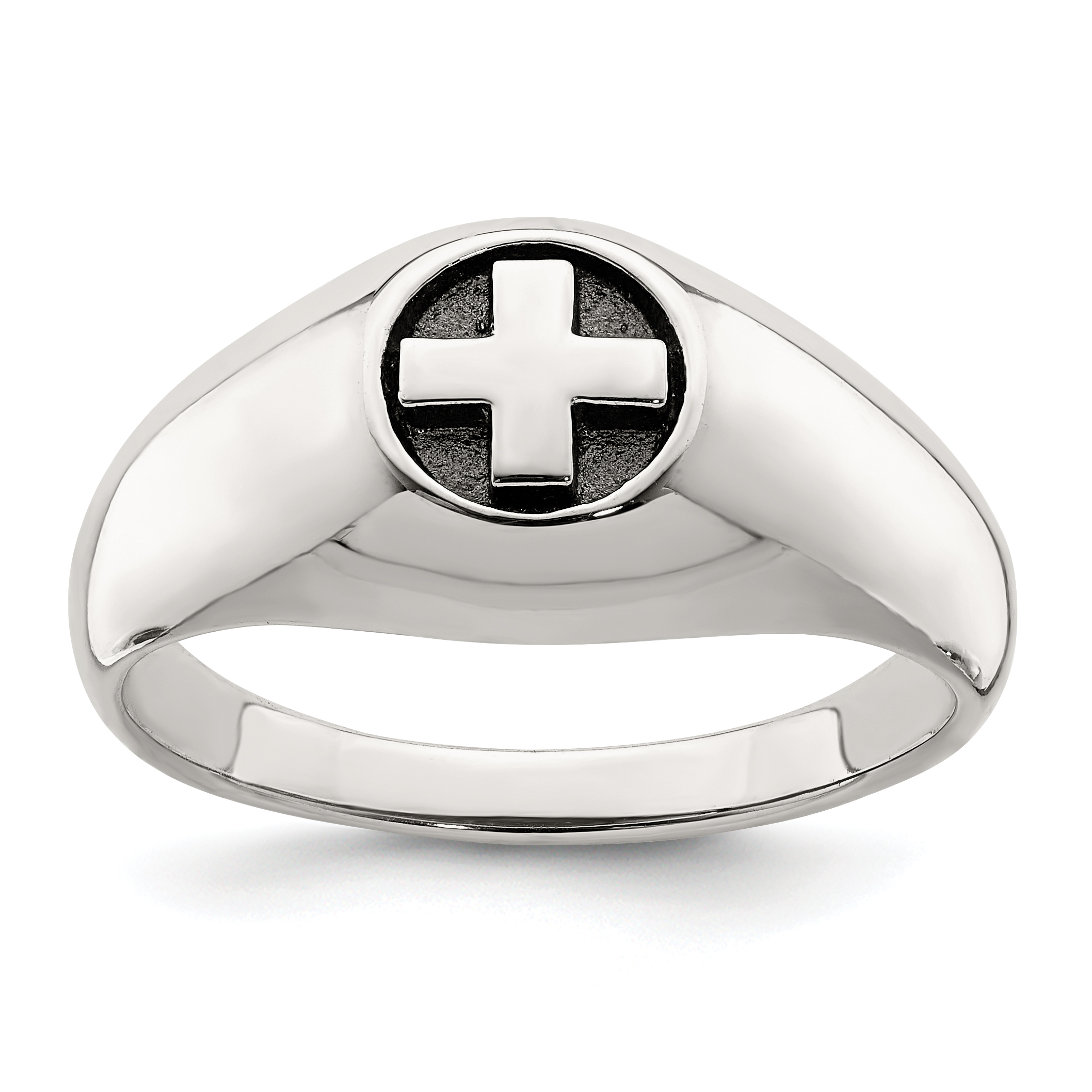 Sterling Silver Antiqued Cross Ring (QR6848-10)