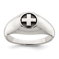 Sterling Silver Antiqued Cross Ring view 1