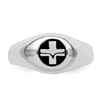 Sterling Silver Rhodium-plated & Antiqued Cross Ring view 5
