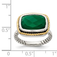 Sterling Silver Ring with 14K Green Onyx view 3