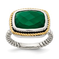 Sterling Silver Ring with 14K Green Onyx view 1