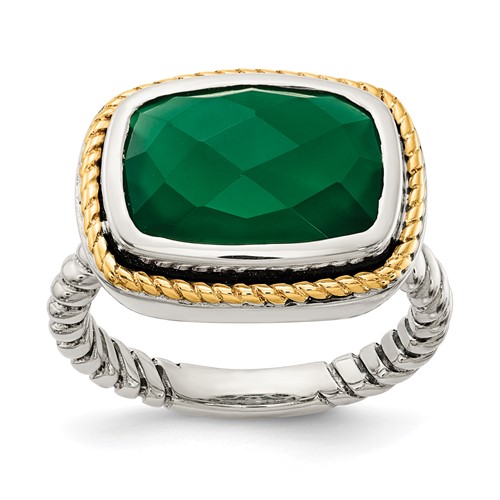 Sterling Silver Ring with 14K Green Onyx
