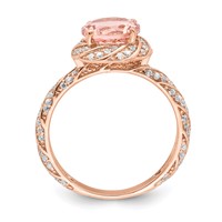 Sterling Silver Rose-tone White CZ and Pink Crystal Ring view 2