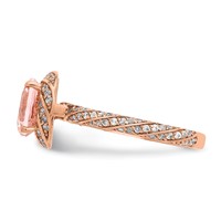 Sterling Silver Rose-tone White CZ and Pink Crystal Ring view 3