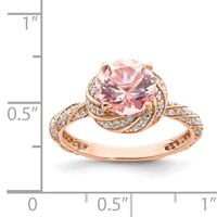 Sterling Silver Rose-tone White CZ and Pink Crystal Ring view 5