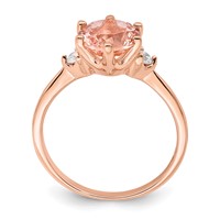 Sterling Silver Rose Gold-plated Pink Crystal and White CZ Ring view 2