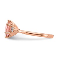 Sterling Silver Rose Gold-plated Pink Crystal and White CZ Ring view 3