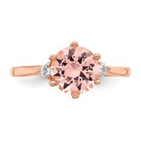 Sterling Silver Rose Gold-plated Pink Crystal and White CZ Ring view 4