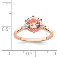 Sterling Silver Rose Gold-plated Pink Crystal and White CZ Ring view 5