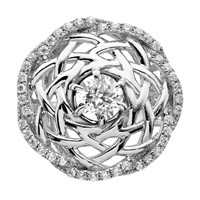 Sterling Silver Rhodium-plated 6mm CZ Center Woven Ring view 4