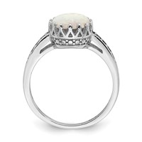 Sterling Silver Rhodium-plated Polished Created Opal and CZ Ring view 2