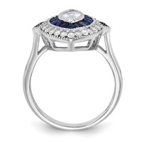 Sterling Silver Rhodium-plated CZ and Synthetic Blue Spinel Ring view 2