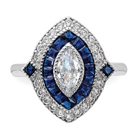 Sterling Silver Rhodium-plated CZ and Synthetic Blue Spinel Ring view 4