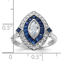 Sterling Silver Rhodium-plated CZ and Synthetic Blue Spinel Ring view 5