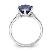 Sterling Silver Rhod-plated Blue and White CZ Ring view 2