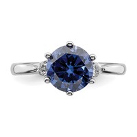 Sterling Silver Rhod-plated Blue and White CZ Ring view 4