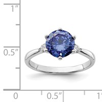 Sterling Silver Rhod-plated Blue and White CZ Ring view 5