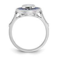 Sterling Silver Rhodium-plated Synthetic Blue Spinel and CZ Ring view 2