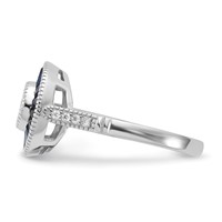 Sterling Silver Rhodium-plated Synthetic Blue Spinel and CZ Ring view 3