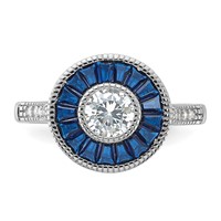 Sterling Silver Rhodium-plated Synthetic Blue Spinel and CZ Ring view 4