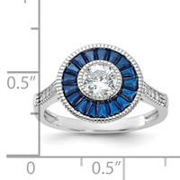 Sterling Silver Rhodium-plated Synthetic Blue Spinel and CZ Ring view 5