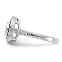 Sterling Silver Rhodium-plated Synthetic Green Spinel and CZ Ring view 3