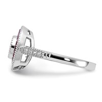 Sterling Silver Rhodium-plated Polished Created Ruby and CZ Ring view 3