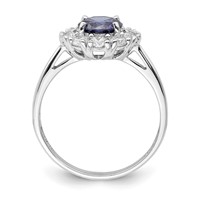 Sterling Silver Rhodium-plated Blue and White CZ Halo Ring view 2