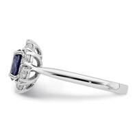 Sterling Silver Rhodium-plated Blue and White CZ Halo Ring view 3