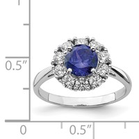 Sterling Silver Rhodium-plated Blue and White CZ Halo Ring view 5