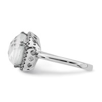 Sterling Silver Rhodium-plated Blue Lace Agate and CZ Ring view 3