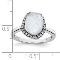Sterling Silver Rhodium-plated Blue Lace Agate and CZ Ring view 5