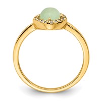 Sterling Silver Gold-tone Green Stone & CZ Ring view 2