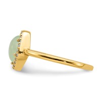 Sterling Silver Gold-tone Green Stone & CZ Ring view 3
