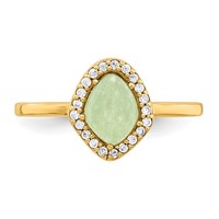 Sterling Silver Gold-tone Green Stone & CZ Ring view 4