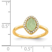 Sterling Silver Gold-tone Green Stone & CZ Ring view 5