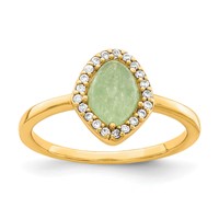 Sterling Silver Gold-tone Green Stone & CZ Ring view 1