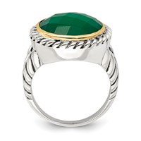 Sterling Silver Ring with 14K Round Green Onyx view 2