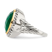 Sterling Silver Ring with 14K Round Green Onyx view 3