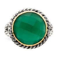 Sterling Silver Ring with 14K Round Green Onyx view 4