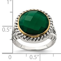 Sterling Silver Ring with 14K Round Green Onyx view 5