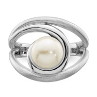 Sterling Silver Rhodium-plated Satin Polished 8-9mm Button Fwc Pearl Ring view 5